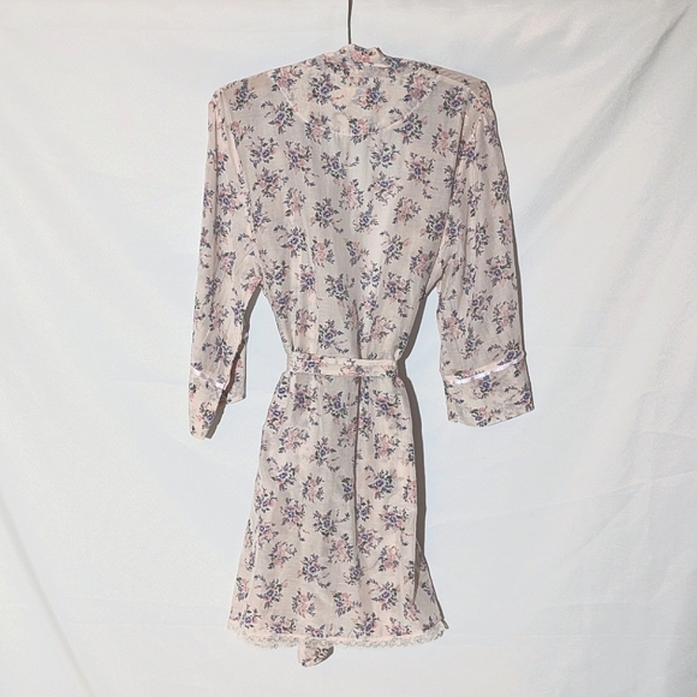 Papinelle Silk Cotton Pastel Pink Floral Midi Robe - Picture 2 of 9